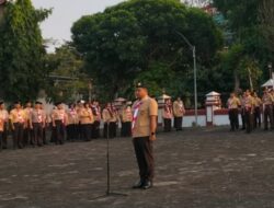 KAPOLRES BREBES PEMBINA UPACARA TABUR BUNGA HARI JADI PRAMUKA KE 65 TINGKAT KWARCAB BREBES